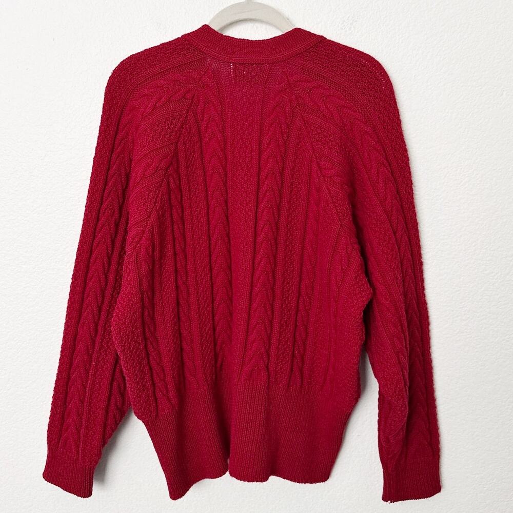 [Pendleton] Red Virgin Wool Cable Knit Grandpa Ca… - image 2